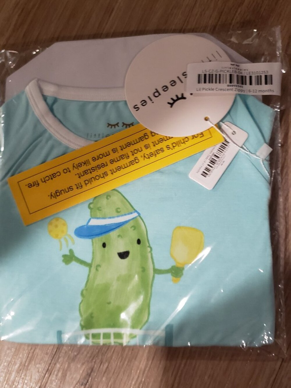 Little sleepies 6-12 months pickle ball Cresent zippy